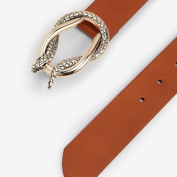 new express interlocking snake belt in tan xs L leather - Picture 1 of 2